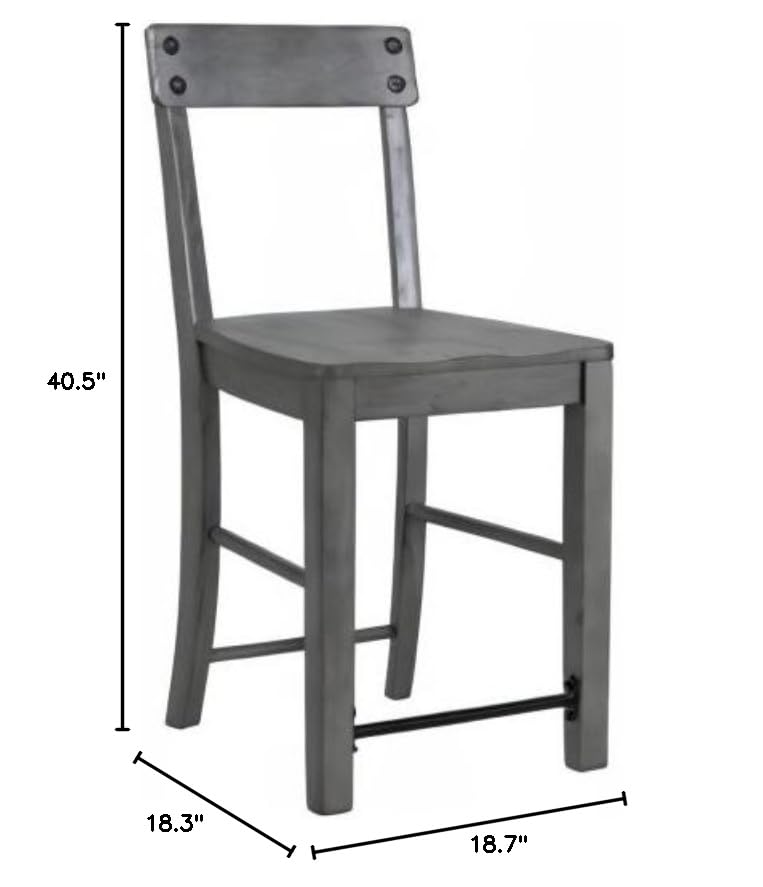 Minimalist Industrial Style Dining Room Chairs Set of 4 - Wooden Counter Height Bar Stools for Kitchen Island, Breakfast Nook & Small Space - Modern Gray & Wood Finish - Perfect for Apartments, Dining Rooms & Home Offices