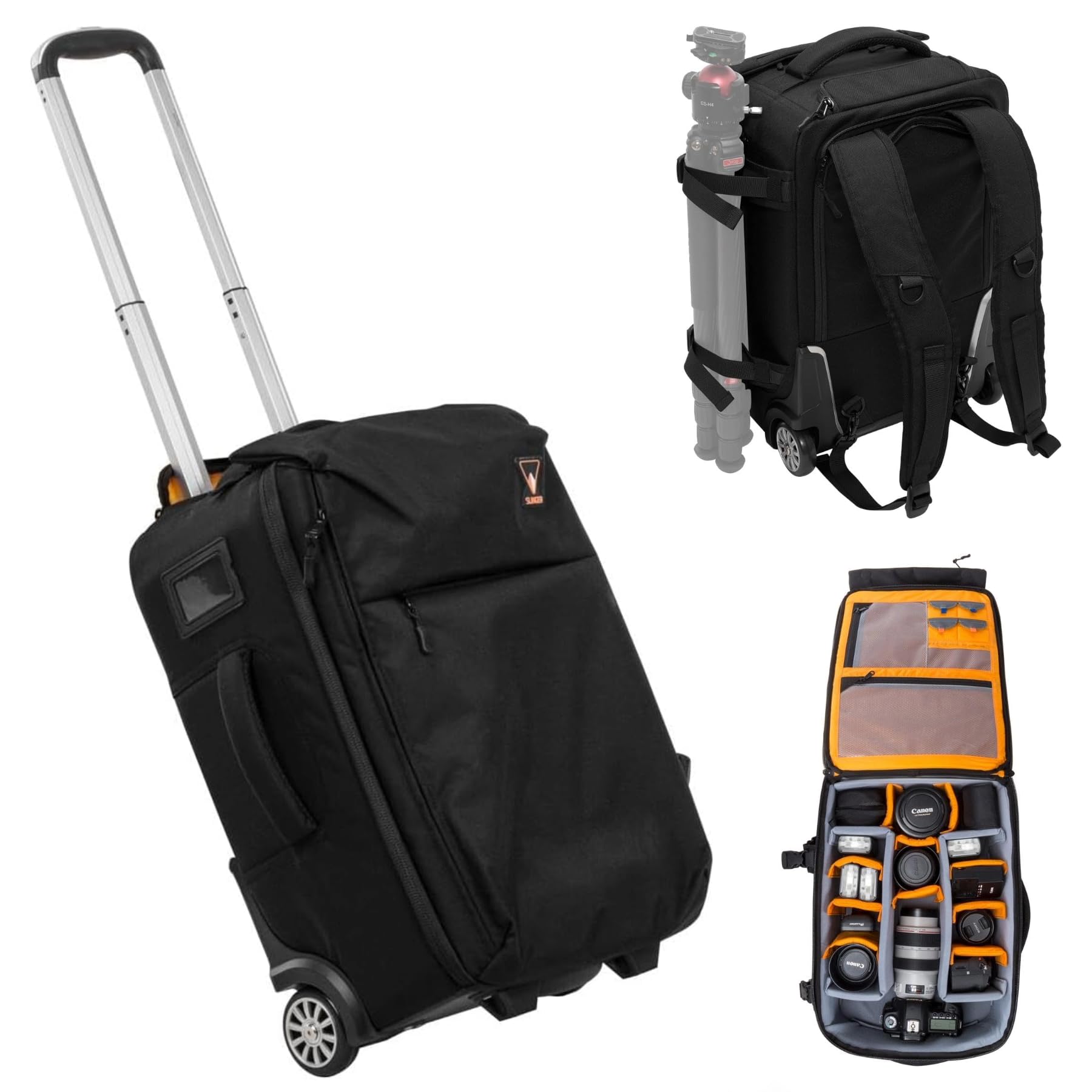 SLINGER 2-in-1 Wheeled Camera Backpack - Rolling DSLR Camera Case with Handle & Anti-Shock Dividers for Lenses, Hoods, Lighting, Tripod | Travel Photography Gear for Professionals & Enthusiasts | Perfect for Air Travel, Photo Shoots & Outdoor Adventures