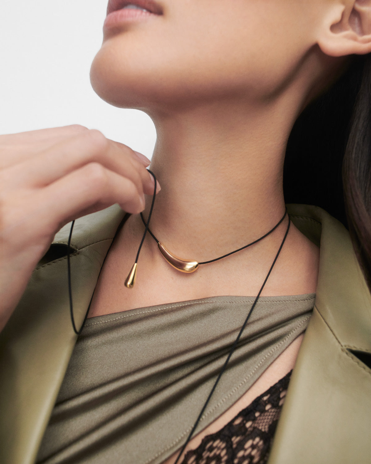 GRID Orbit Cord Necklace for Women - Minimalist Adjustable Choker with Pendant - Perfect for Casual Wear, Layering & Gift Giving
