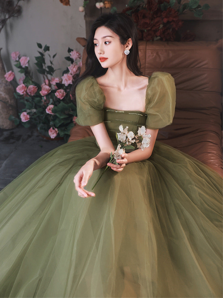 Elegant Green A-Line Tulle Prom Dress | Fairy Formal Party Gown | Evening Ball Gown for Women | Perfect for Prom, Homecoming, Quinceañera & Special Occasions