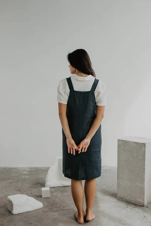 Jade Women's Linen Apron Dress - Breathable & Stylish Summer Dress in Multiple Colors | Perfect for Cooking, Gardening, and Casual Outings