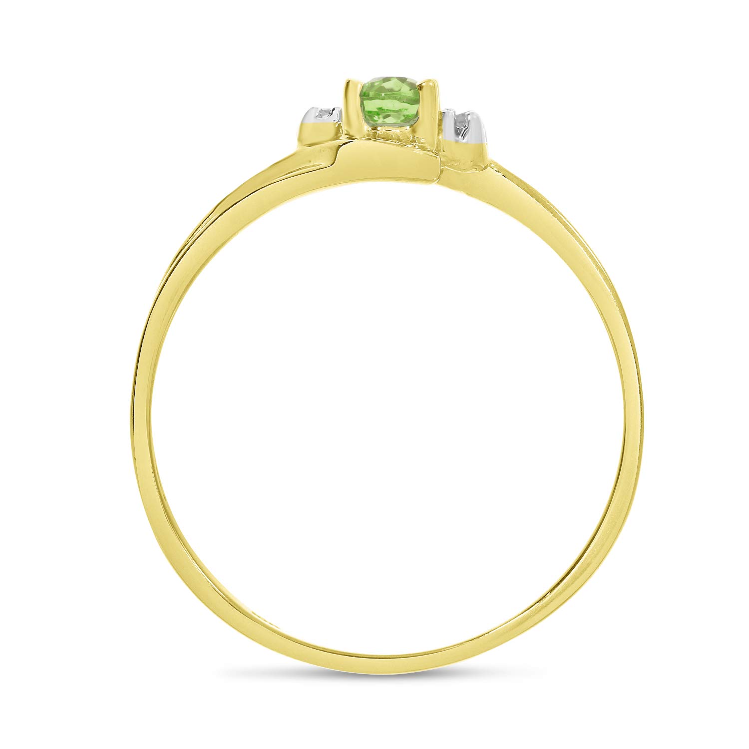10K Yellow Gold Peridot and Diamond Ring for Women – Elegant Birthstone Jewelry Gift for Anniversary, Engagement, or Special Occasions
