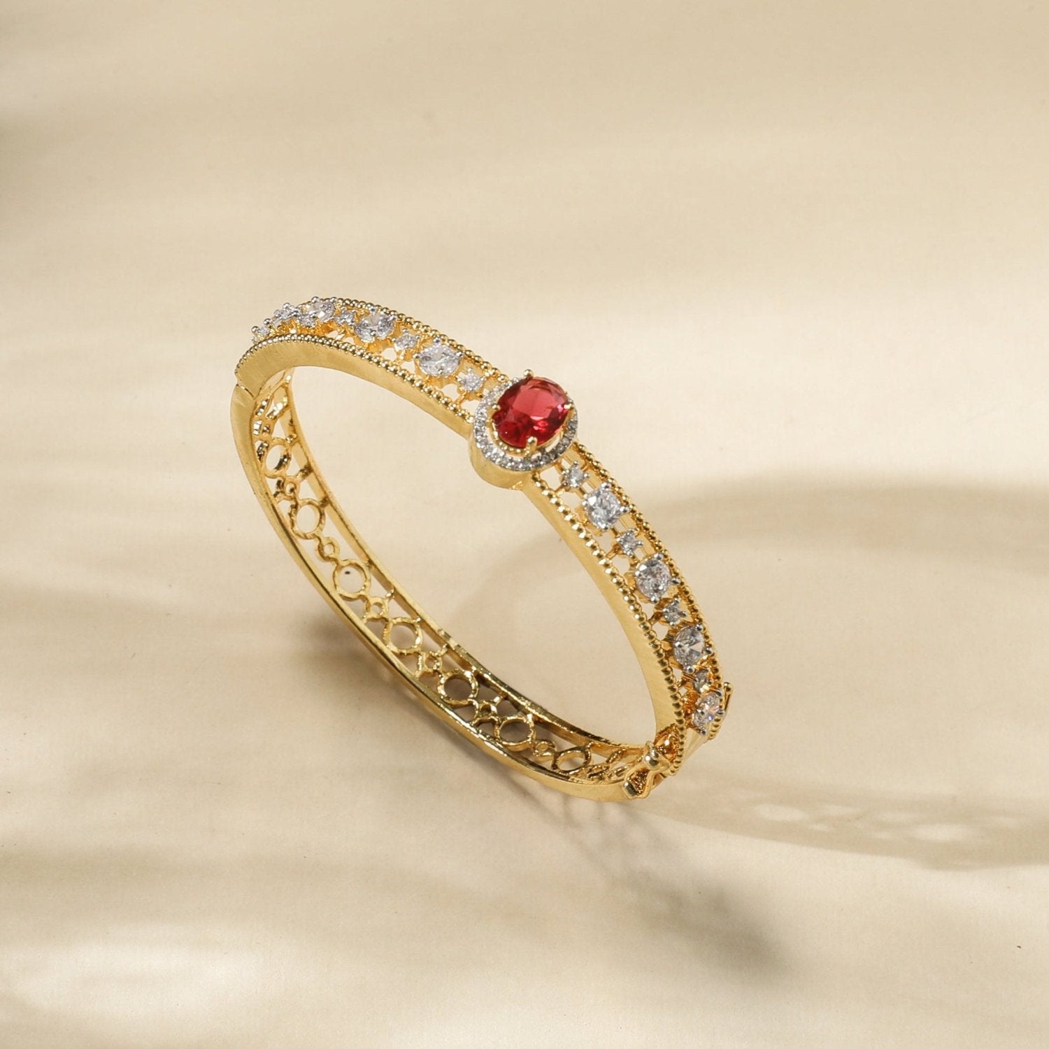Neelima Nakshatra Cubic Zirconia Red Bracelet for Women - Elegant Fashion Jewelry Gift for Birthday, Anniversary & Special Occasions