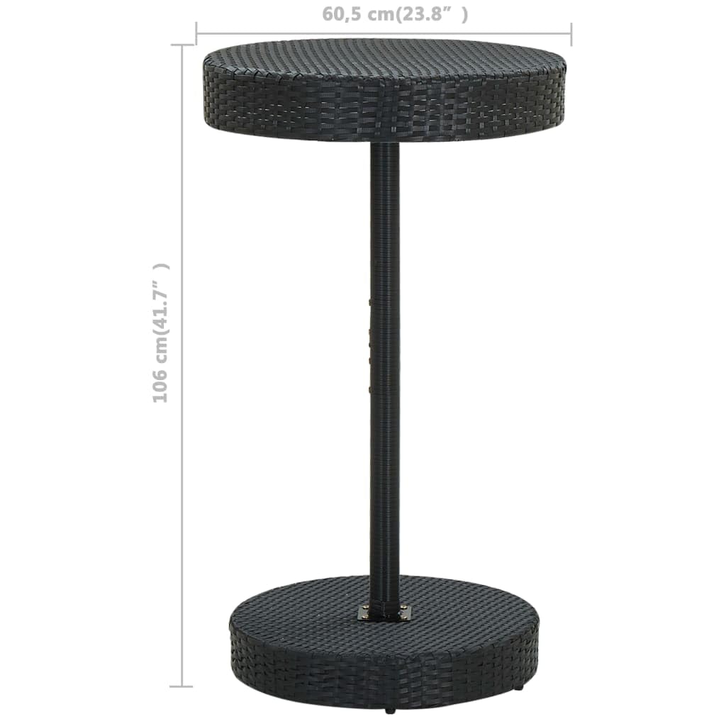 **vidaXL 3-Piece Black Poly Rattan Patio Bar Set with Cushions - Outdoor Garden, Bistro, Pub Dining Furniture for Backyard, Deck, or Poolside**