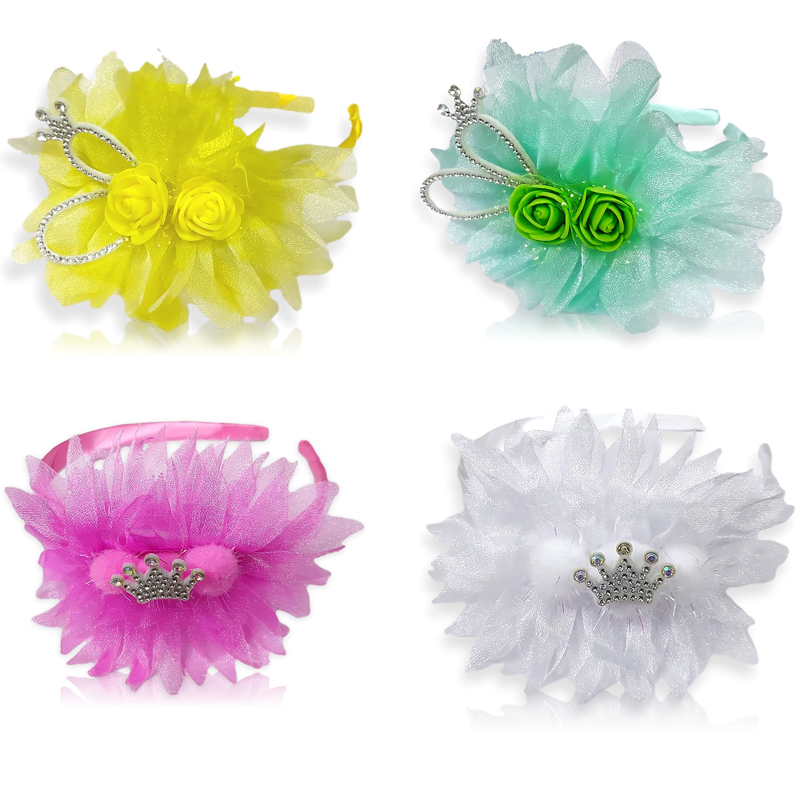 BELLO TOKO 4-Piece Floral Hair Band Set for Girls & Women - Stylish Hair Accessories Combo for School, Parties & Everyday Wear