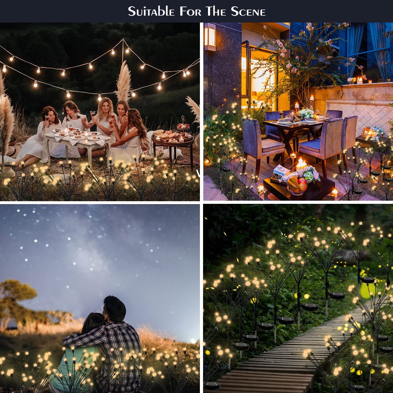 2 Pack Solar Garden Lights Outdoor - 10 LED Waterproof Firefly Pathway Lights for Yard, Patio & Landscape - Warm White Swaying Decorative Lights for Windy Areas | Perfect for Walkways, Driveways & Garden Decor