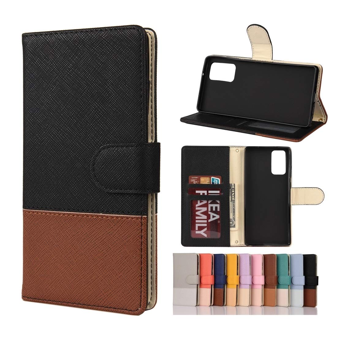 Samsung Galaxy Note20 Ultra Case - BOYUHII Premium Silicone Flip Cover with Card Holder, Wallet & Photo Frame | Dark Blue Horizontal Leather Phone Case for Daily Use & Travel Protection