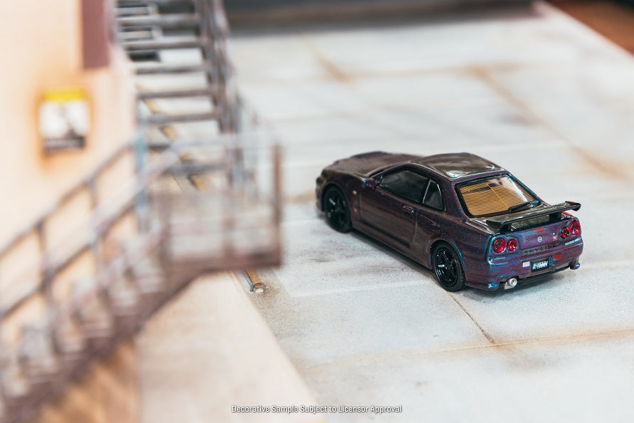 Tarmac Works 1:64 Scale Nissan Skyline GT-R R34 Z Tune Diecast Model Car - Midnight Purple III - Collectible Miniature for Display, Racing Enthusiasts & Car Lovers