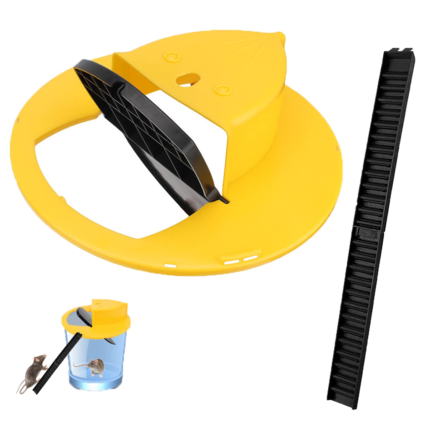 Flip N Slide 5 Gallon Bucket Lid Mouse Trap - Reusable Humane Rat Trap for Indoor & Outdoor Use - Detachable Smart Plastic Mousetrap (1 Pack) - Perfect for Garage, Basement, Garden & Farm Pest Control