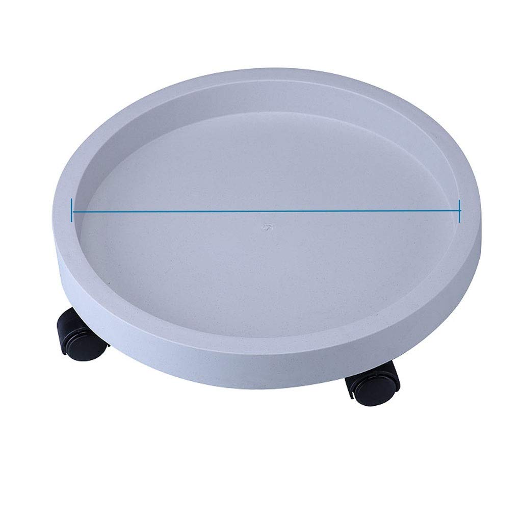 White Plastic Plant Caddy with Wheels - Round Rolling Plant Stand with Drip Tray, Mobile Flower Pot Holder for Indoor & Outdoor Use - Perfect for Home, Garden, Balcony and Patio Decor