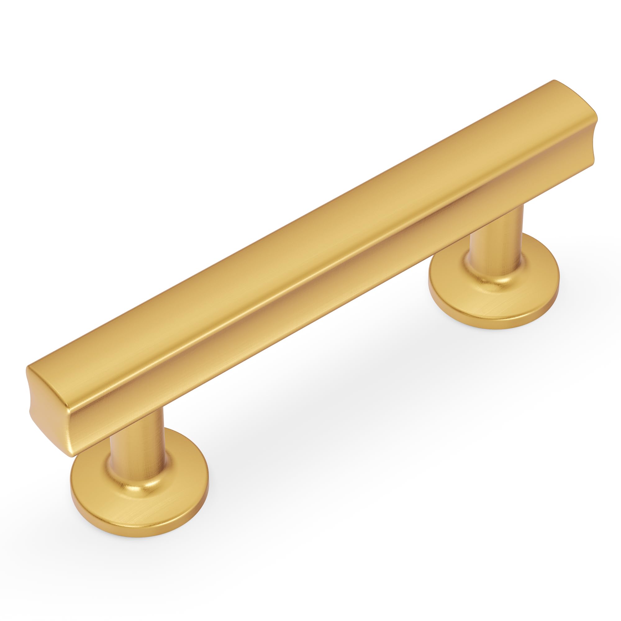 Premium Hickory Hardware 1-Pack Solid Core Kitchen Cabinet Pulls - Luxury Brushed Golden Brass Handles for Cabinets, Doors & Dressers - 3