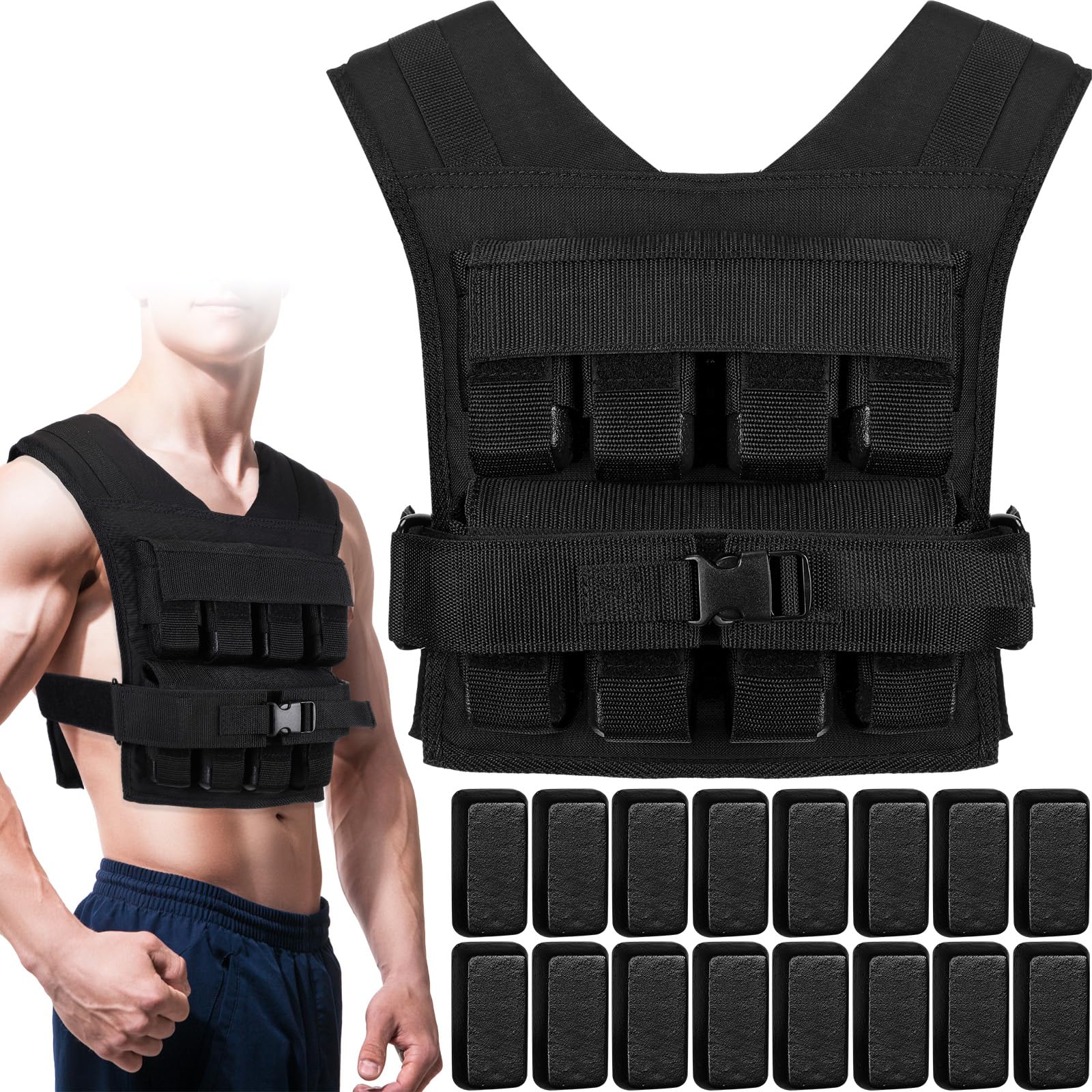 35lbs Adjustable Weighted Vest for Men - Strength Training, Running, Exercise & Weight Loss - Perfect for Gym Workouts, Outdoor Fitness & Cross Training