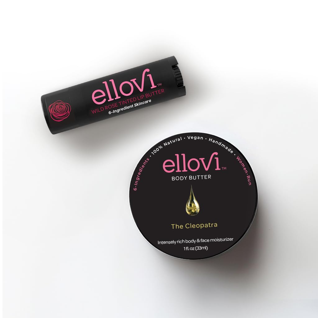 Halloween Boo Travel Skincare Bundle - Wild Rose Tinted Lip Butter & Cleopatra Body Butter | All-Natural Vegan Skincare Set for Healthy Glow | 6 Pure Ingredients | Perfect for Travel, Gifts & Holiday Self-Care