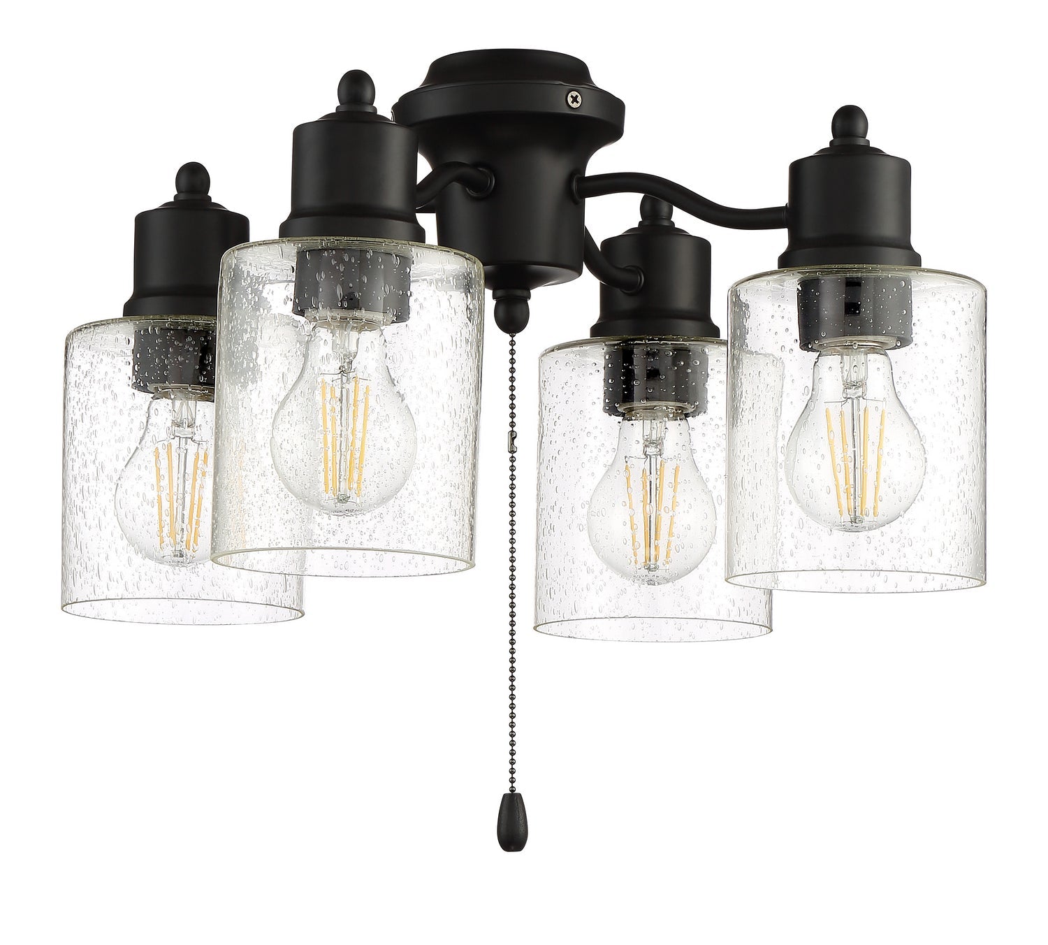 Flat Black Armed LED Fan Light Kit - Energy Efficient Ceiling Fan with Light for Living Room, Bedroom & Outdoor Use