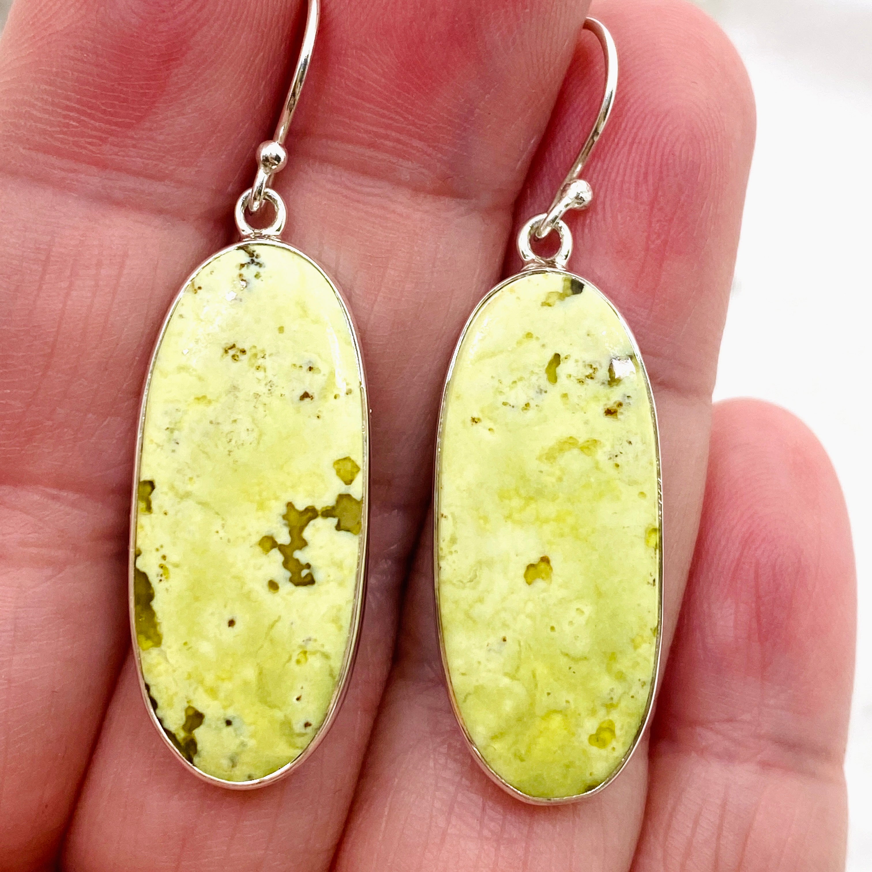 Natural Green Opal Oval Cabochon Earrings for Women - Handmade Sterling Silver Dangle Earrings - Elegant Jewelry Gift for Birthday, Anniversary & Special Occasions