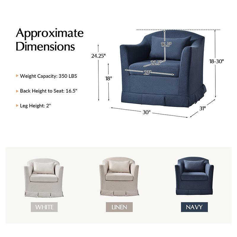 Sara Armchair with Removable Slipcover & Box Pleated Skirt - Modern Living Room Accent Chair for Home, Office, or Reading Nook