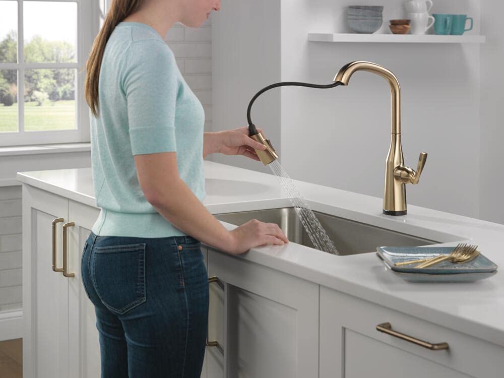 Delta Faucet Stryke Gold Touch Kitchen Faucet with Pull Down Sprayer, Touch2O Technology, Lumicoat Champagne Bronze 9176T-CZ-DST - Perfect for Modern Kitchens and Busy Home Cooks