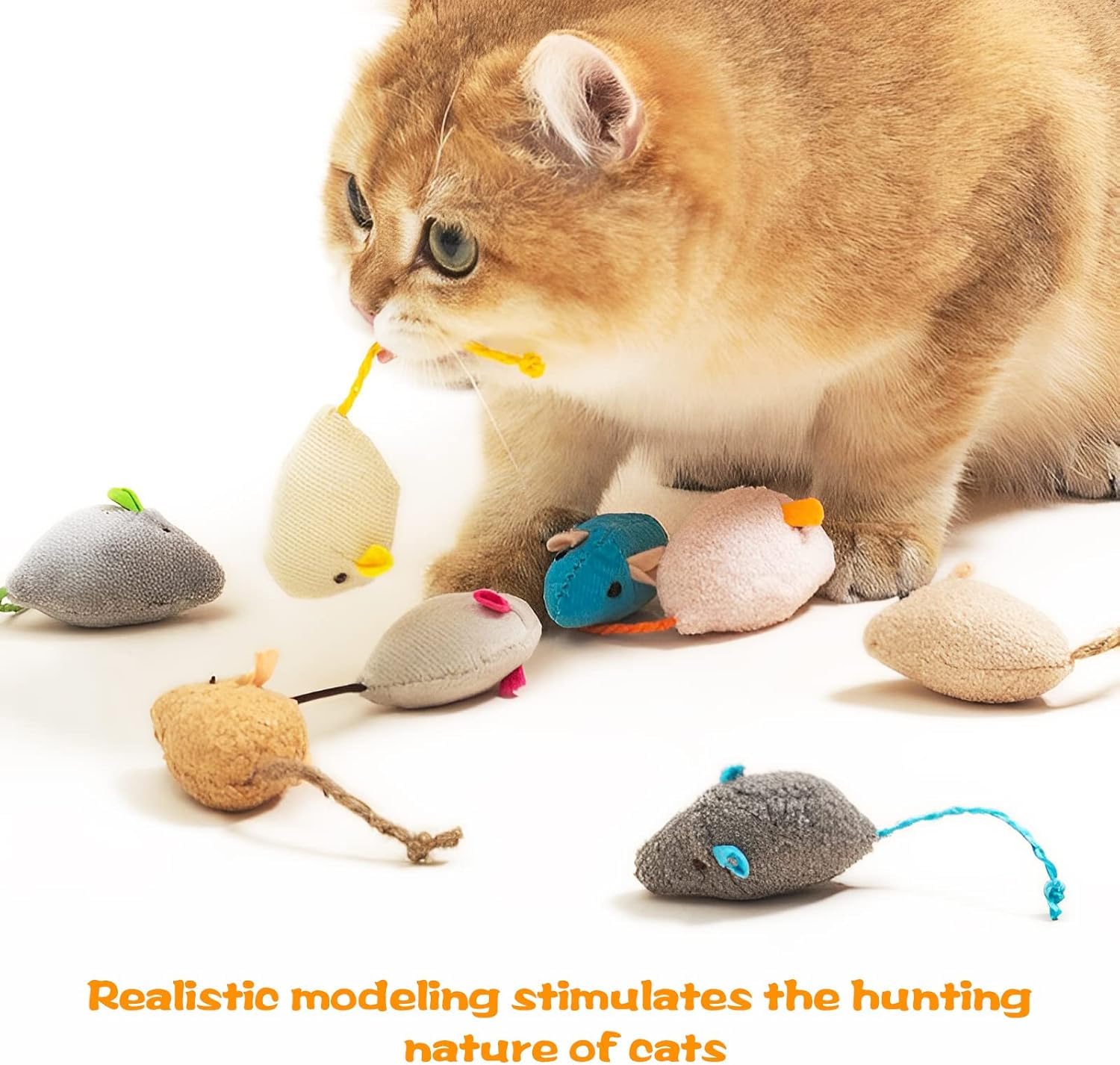 6 Pcs Catnip Mouse Toys for Indoor Cats - Soft Plush Catnip Toys for Adult & Kitten, Chew Toys for Teeth Cleaning, Simulation Cat Toys for Playing, Kicking & Biting - Perfect for Playtime, Exercise & Stress Relief