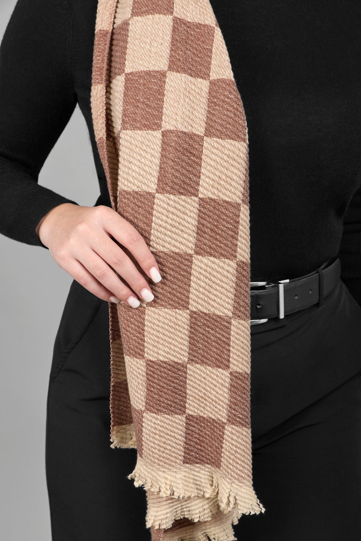 Crinkled Checkered Scarf - Soft Plaid Fashion Scarf for Women & Men - Perfect for Fall, Winter & Holiday Outfits