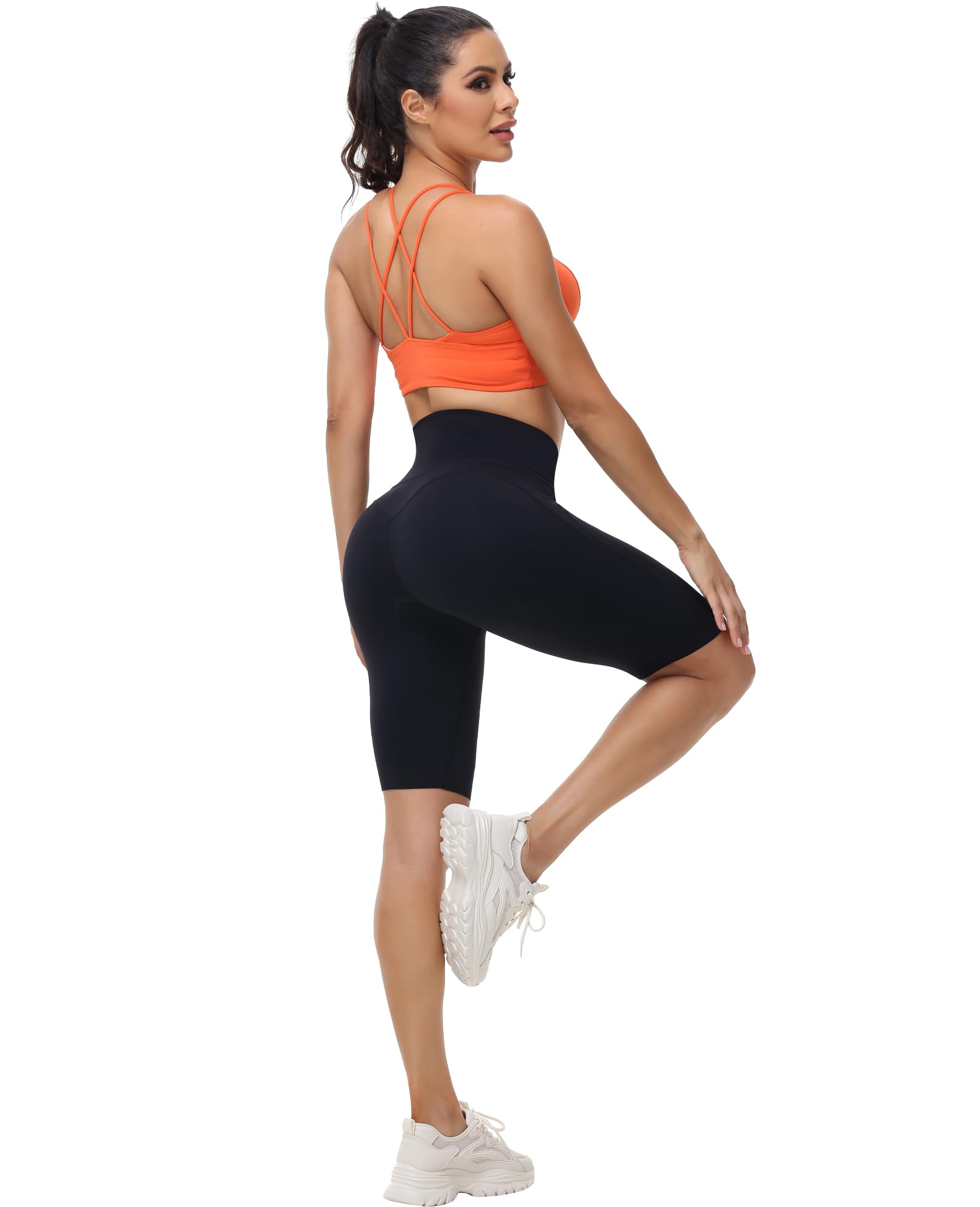Women's High Waisted Biker Shorts - Tummy Control Workout Shorts No Front Seam, Butt Lifting Running & Yoga Short Leggings for Gym, Cycling & Active Wear