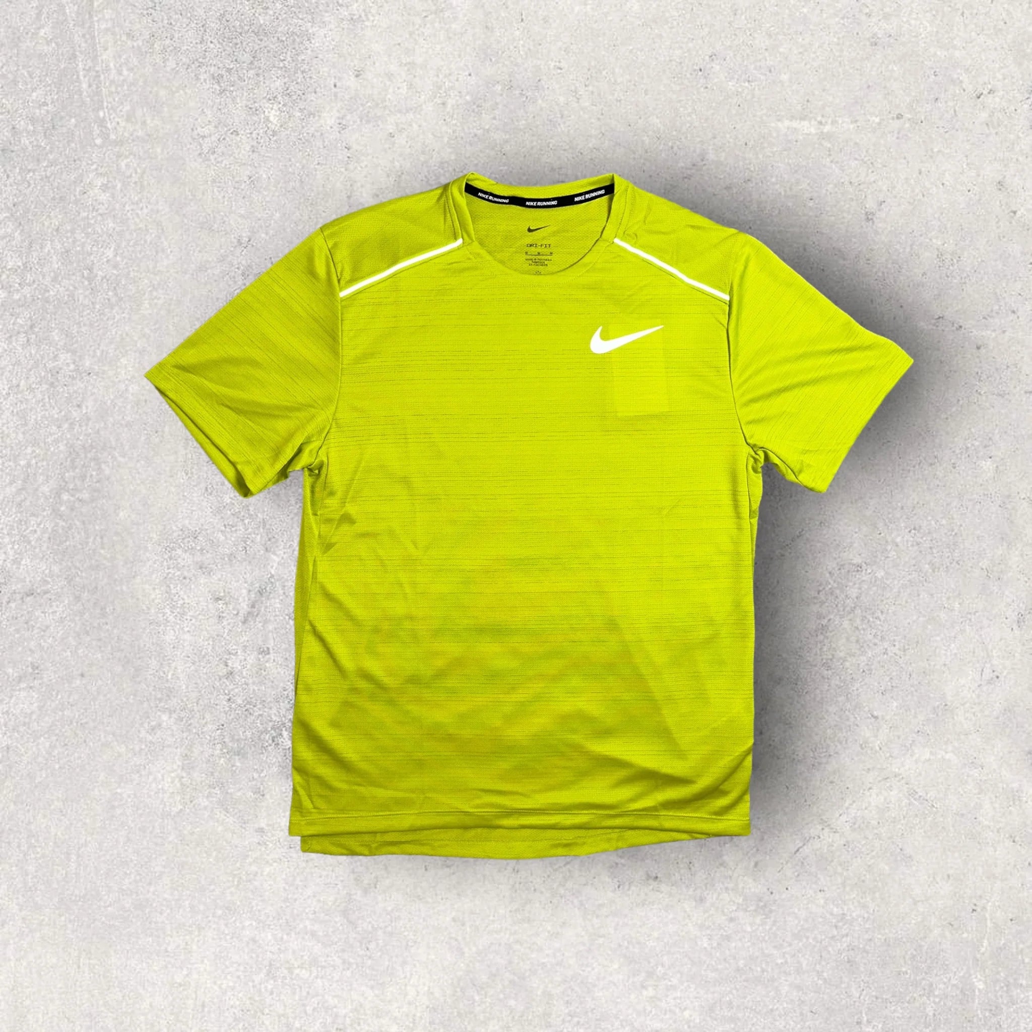 Nike Miler 1.0 Running T-Shirt & Shorts Set for Men - Bright Cactus/Black - Lightweight Moisture-Wicking Workout Outfit for Jogging, Gym & Training
