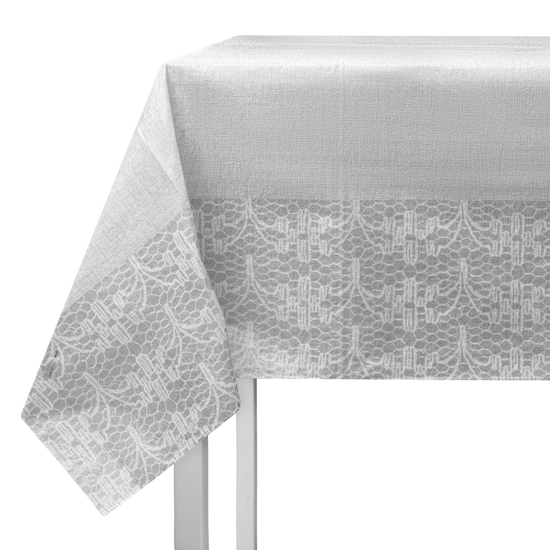 White and Silver Plastic Tablecloth 54