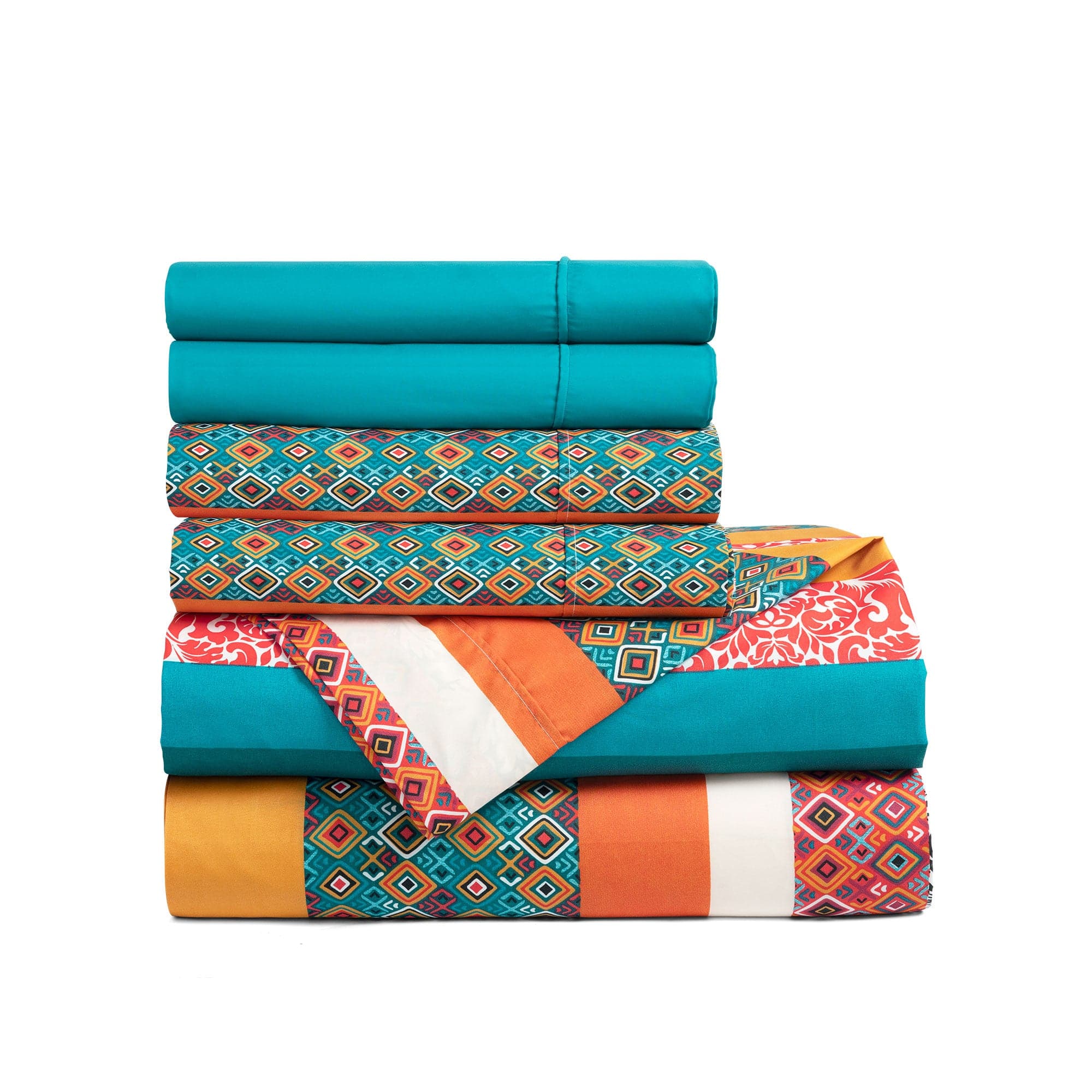 Boho Stripe 6-Piece Soft Cotton Sheet Set - Queen Size Bedding for Cozy & Stylish Bedroom Decor - Perfect for Guest Rooms, Dorms, and Master Bedrooms
