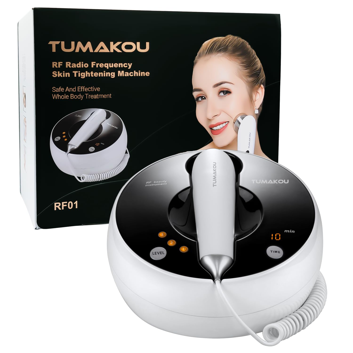 TUMAKOU RF Skin Tightening Machine - Professional Bipolar Radio Frequency Device for Face & Body Wrinkle Reduction - Anti-Aging Treatment for Home & Salon Use - Effective Skin Rejuvenation Therapy