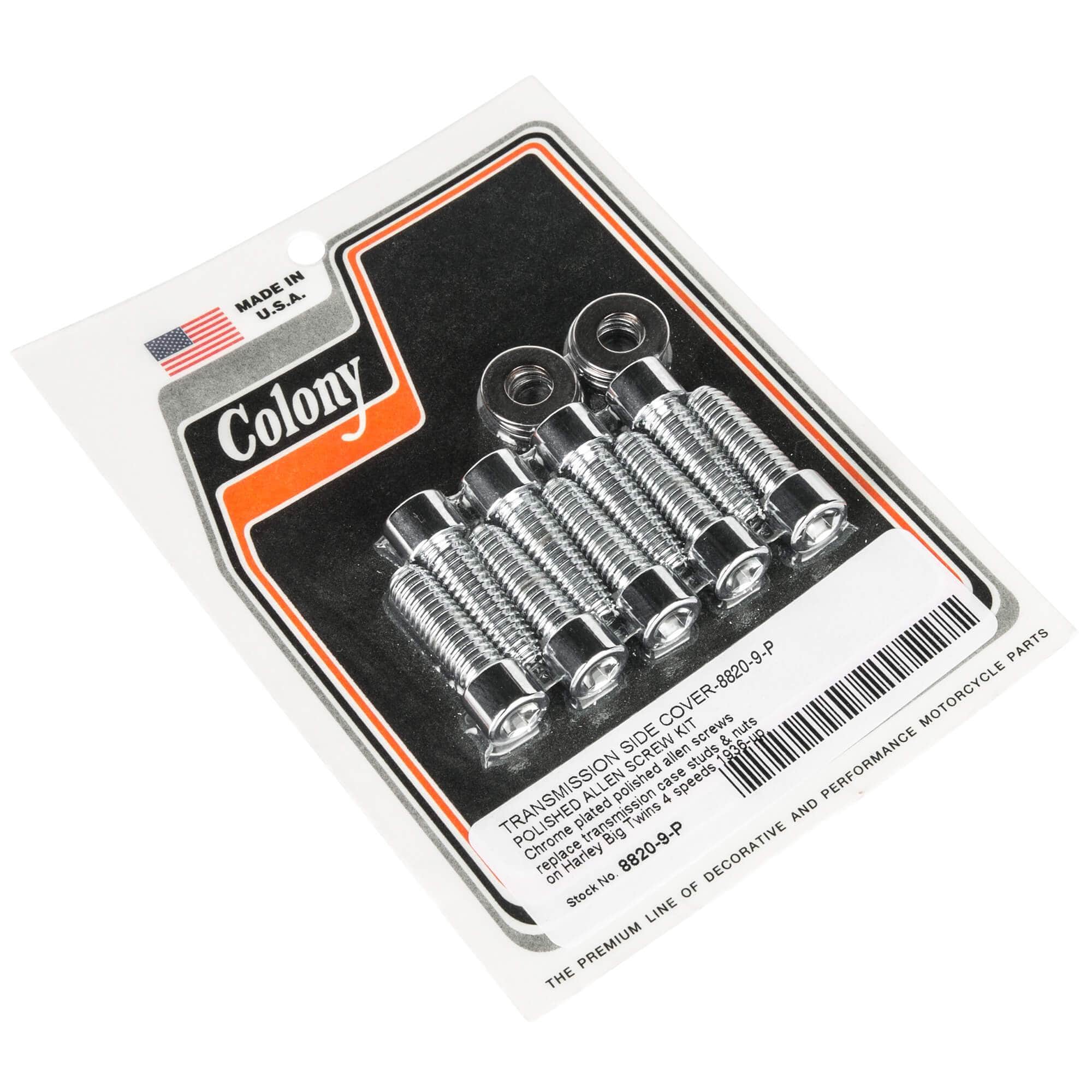 Harley Davidson Big Twin 4-Speed Transmission Side Cover Allen Screw Kit (1936 & Up) - 9-Piece Chrome Plated Bolt Set for Smooth Shifting & Engine Maintenance | Motorcycle Repair & Restoration Accessories