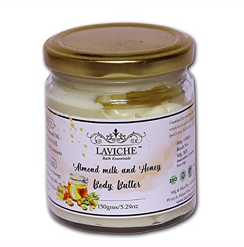 Laviche Almond Milk & Honey Body Butter - 150g Moisturizing Cream for Dry Skin | Bath & Body Essentials for Hydration & Softness | Perfect for Daily Skincare & Spa Nights