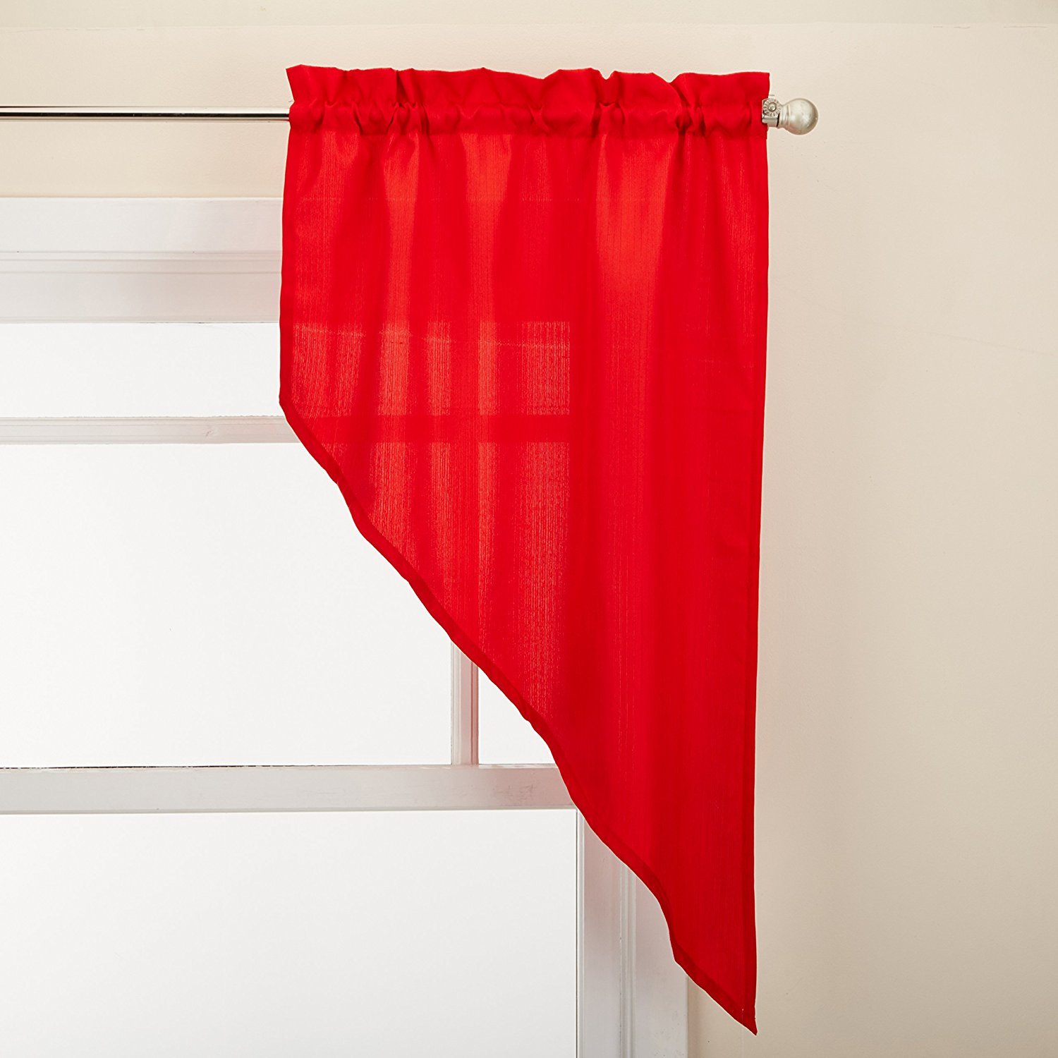 Stylish Kitchen Window Curtains - Sweet Home Collection Tier, Swag & Valance in Unique Patterns for Home Decor | Ribcord Red | Perfect for Farmhouse, Cottage & Modern Kitchens
