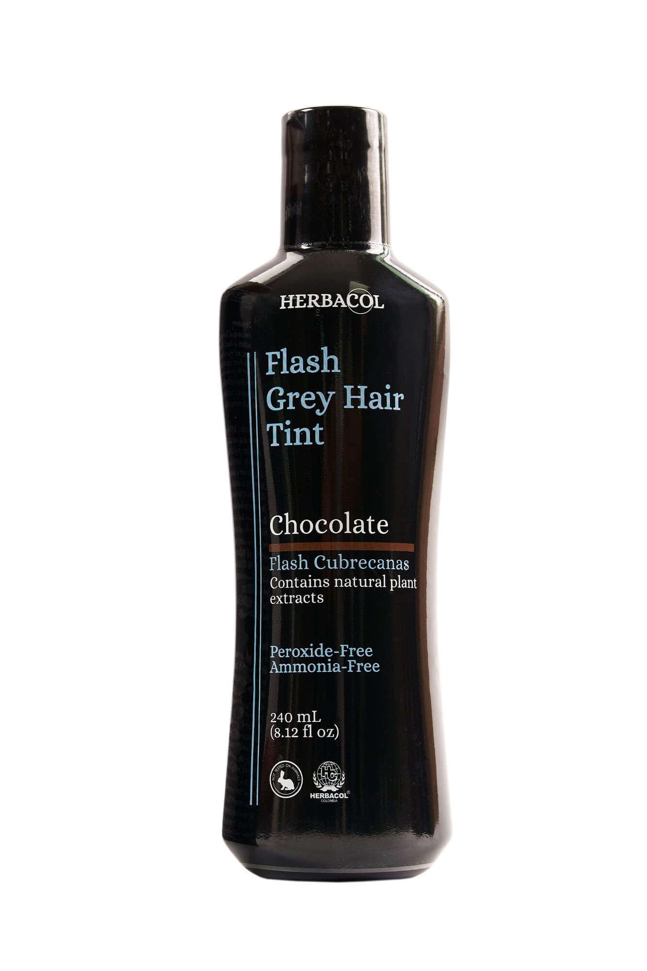 Natural Gray Hair Cover - Chocolate Brown, Ammonia & Peroxide Free 8.1oz (240ml) | Herbacol Flash Hair Dye for Women & Men - Quick & Gentle Coverage for Home Use & Salon Styling