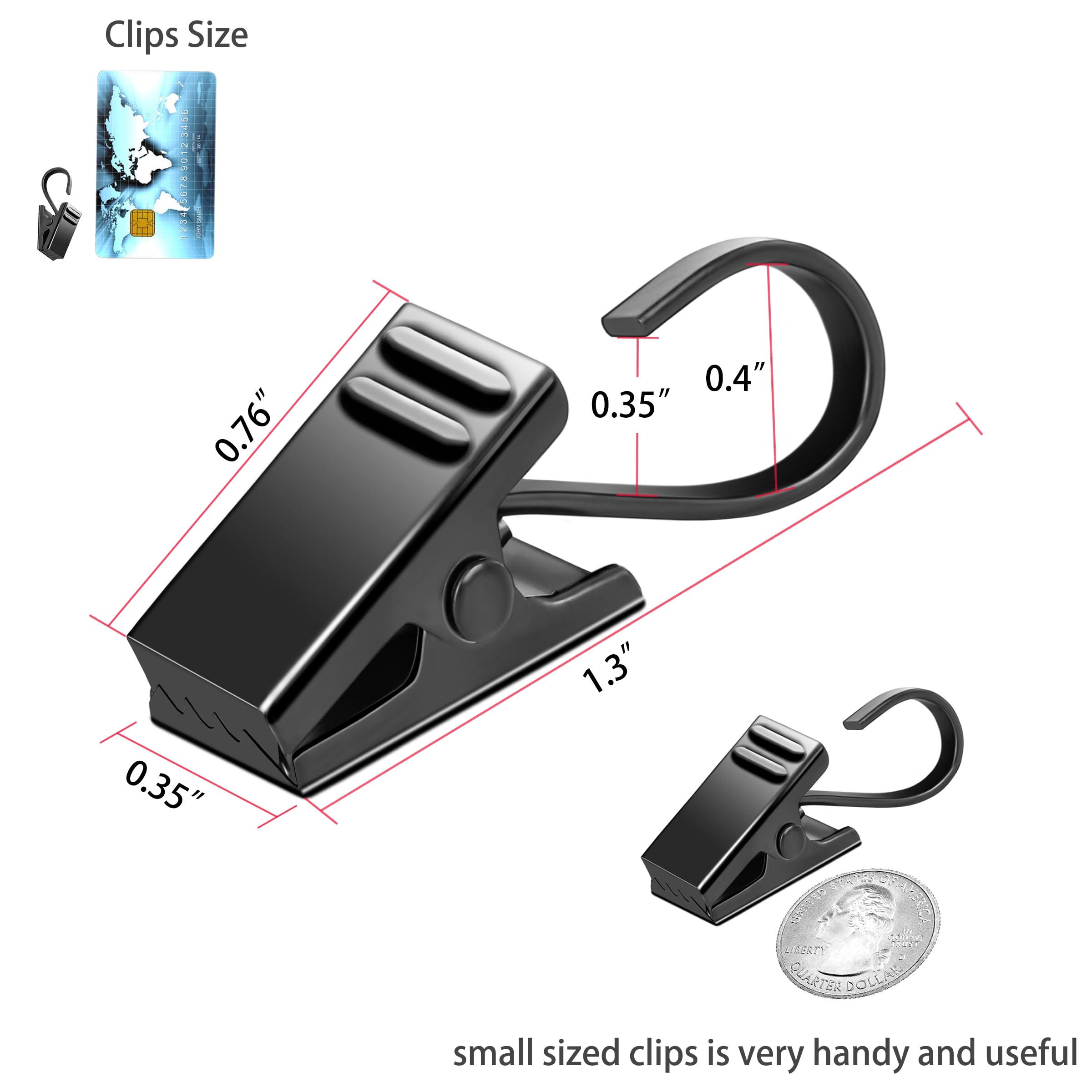 VRSS Black Curtain Hanging Clips - 30 Pack Heavy Duty Hook Clips for Home Decor, Photo Display, Art Craft Hanging & Party String Lights - Perfect for Bedroom, Living Room, Wedding & Event Decoration