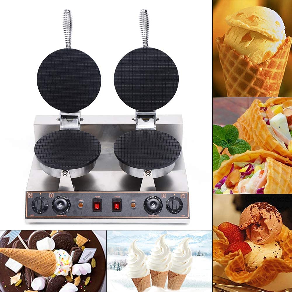 110V 1200W Commercial Electric Ice Cream Cone Waffle Maker Machine - Stainless Steel Non-Stick Waffle Cone Baker for Restaurants, Bakeries & Dessert Shops - Perfect for Making Homemade Ice Cream Cones, Waffle Cups & Sweet Treats