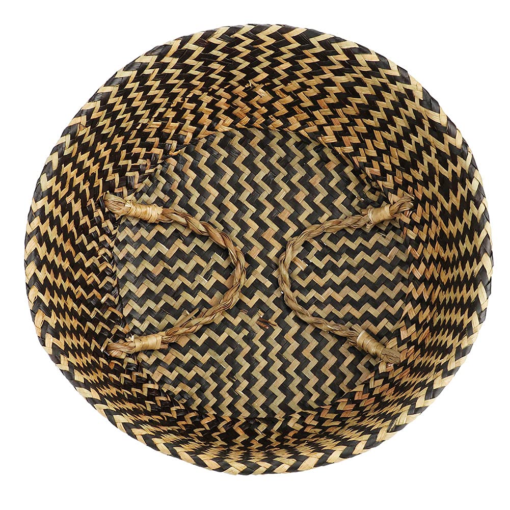 Alvinlite Hand-Woven Foldable Storage Baskets - Eco-Friendly Seagrass & Seaweed Woven Organizer for Clothes, Toys, Blankets & Plant Pots (Black) | Perfect for Home, Nursery & Office Organization