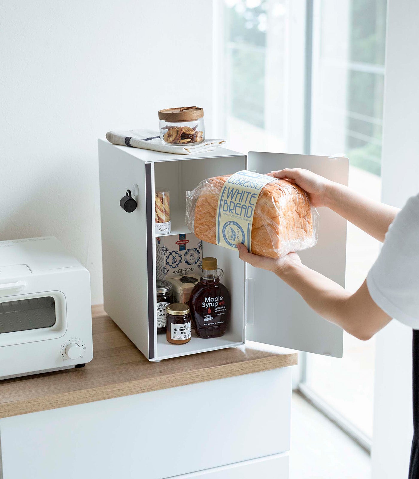 Stainless Steel and Wood Bread Box - 2 Styles for Fresh Bread Storage | Perfect for Kitchen Countertop and Pantry Organization