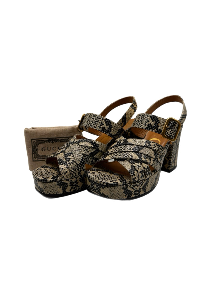 Gucci Python Embossed Platform Heels for Women - Size 37 (US 7) - Luxury High Heels for Parties, Weddings & Special Occasions