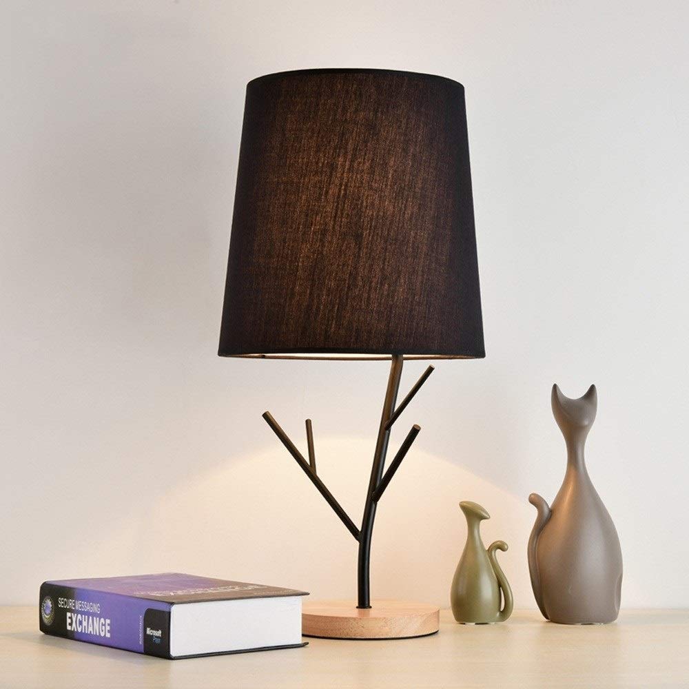 Modern Solid Wood Table Lamp - Warm White LED Bedside Light for Bedroom, Dorm, Study & Living Room - Simple Nordic Style Desk Lamp with E27 Socket - Perfect for Reading, Working & Home Decor