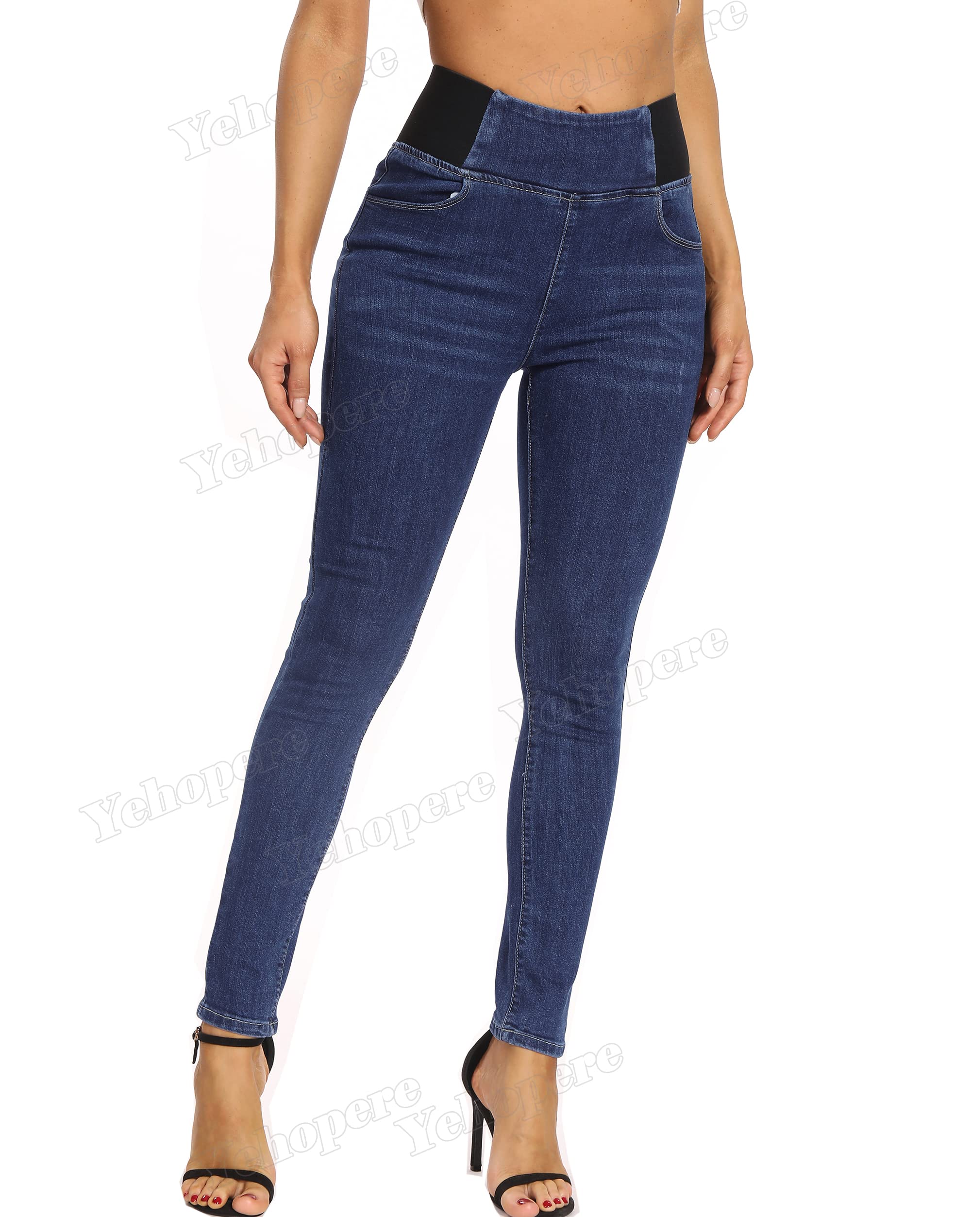 Yehopere Women's High Waist Stretch Skinny Jeans - Pull-On Tummy Control Shaping Denim Pants for Work, Casual & Night Out