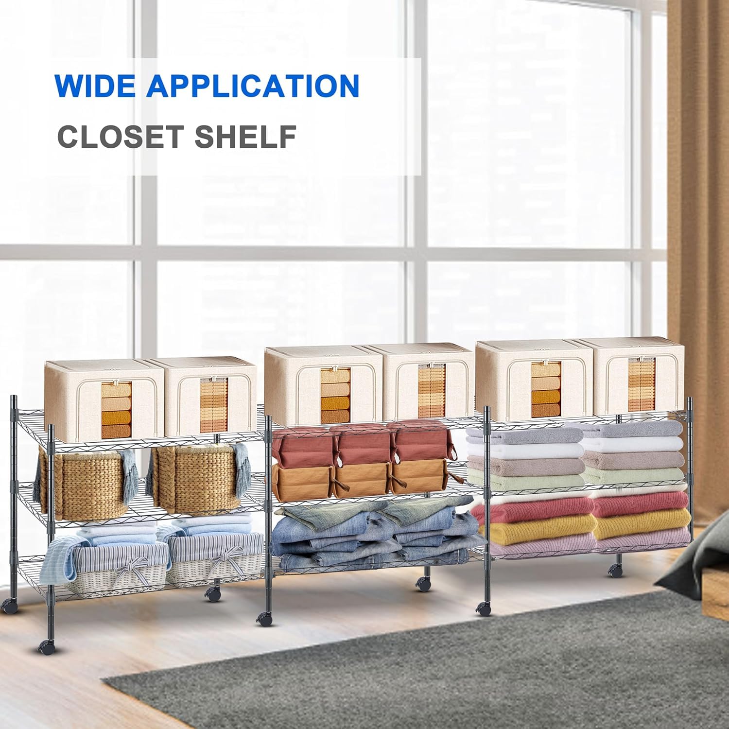 Heavy Duty 3-Tier Adjustable Wire Shelving Unit - 750 lbs Capacity (250 lbs per Shelf) - 30