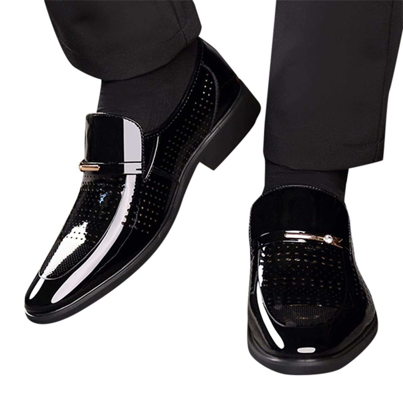 BORAMAX Men's Genuine Leather Oxford Dress Shoes - Wingtip Business Formal Shoes for Men - Pointed Toe Classic Office & Wedding Dress Shoes - Perfect for Business Meetings, Formal Events & Professional Occasions