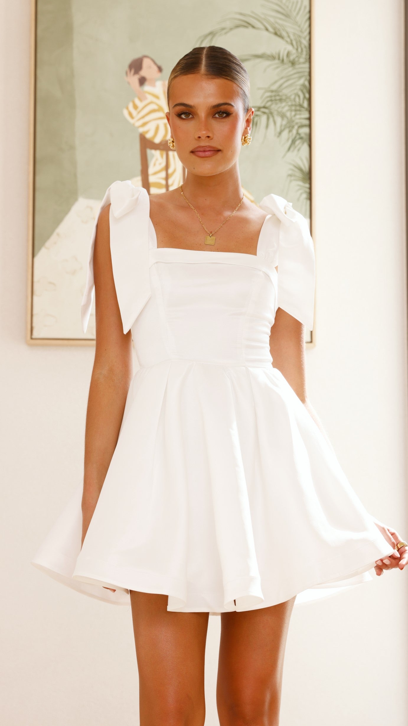 Annette Mini Dress for Women - Elegant White Summer Party Cocktail Dress - Perfect for Weddings, Dates & Night Out