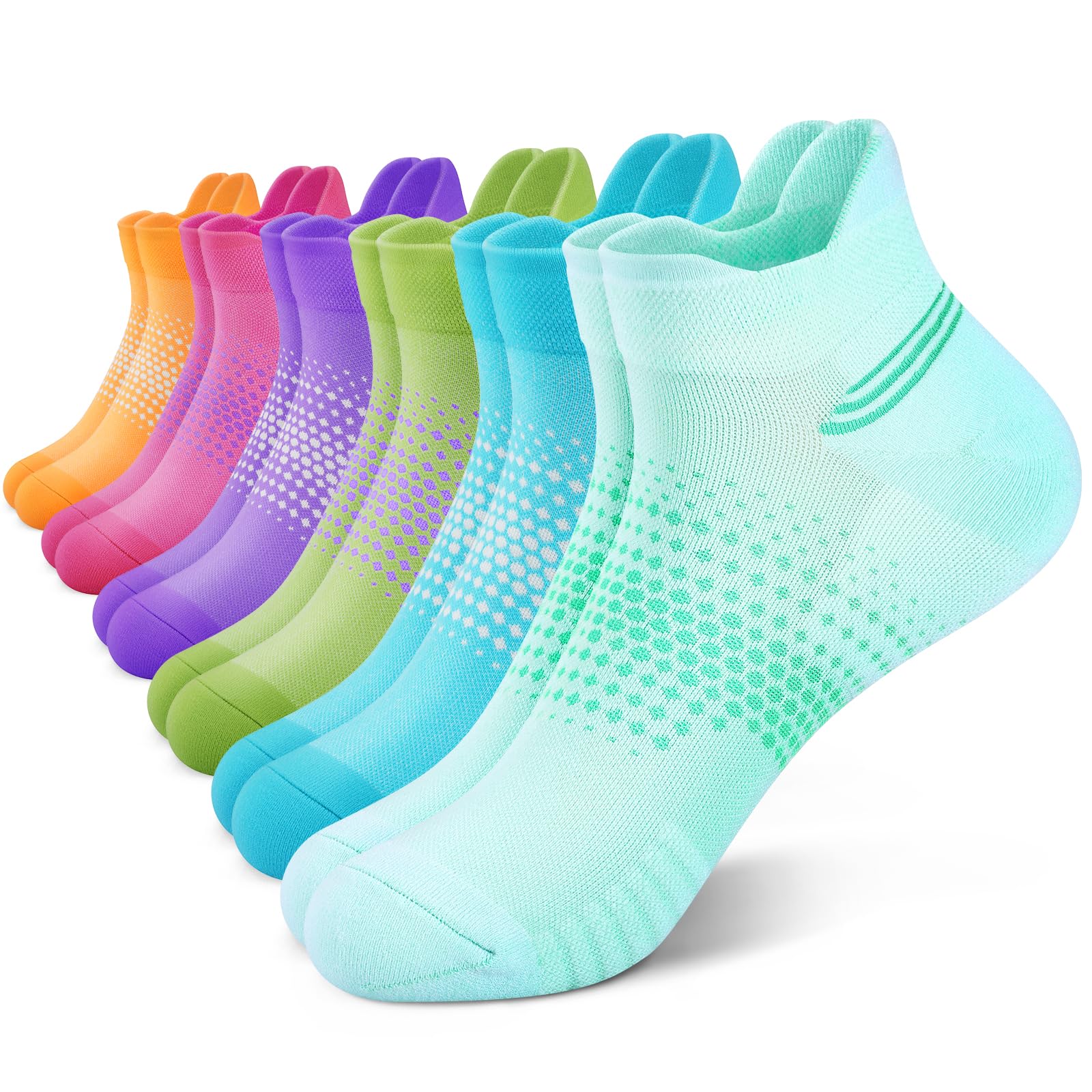 PAPLUS Women's Ankle Compression Socks 6-Pack - Running & Athletic Socks with Heel Tab & Cushion Support - Breathable Low Cut Socks for Workout, Marathon, Nursing & Travel