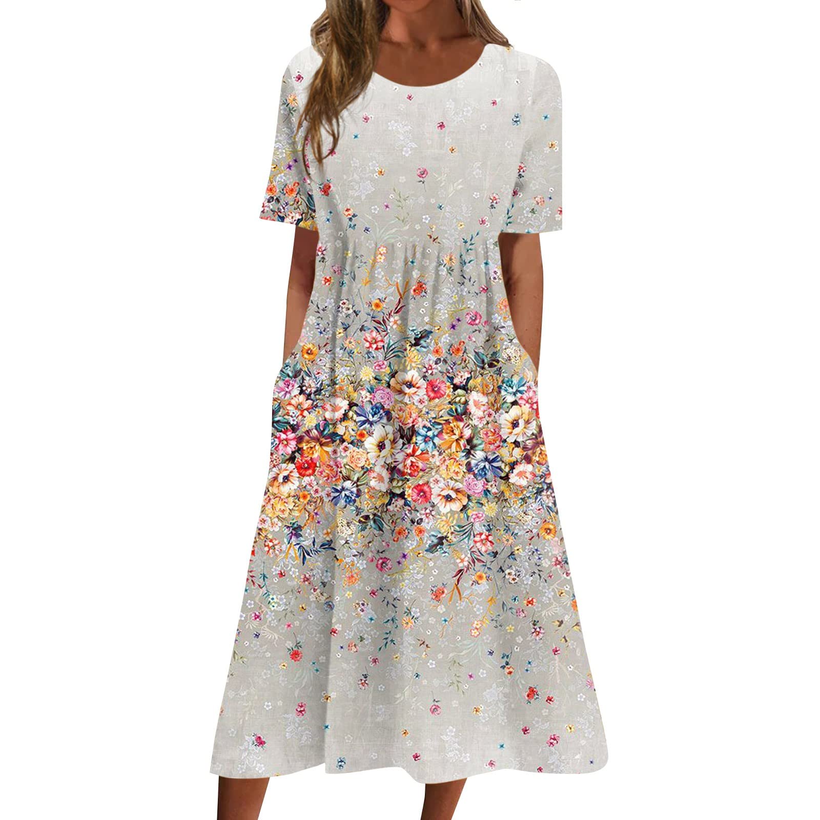 2024 Women's Summer Vacation Dresses - Short Sleeve Square Neck Flowy A-Line Boho Mini Sundress | Casual Beach Wear, Outdoor Party & Date Night Outfits