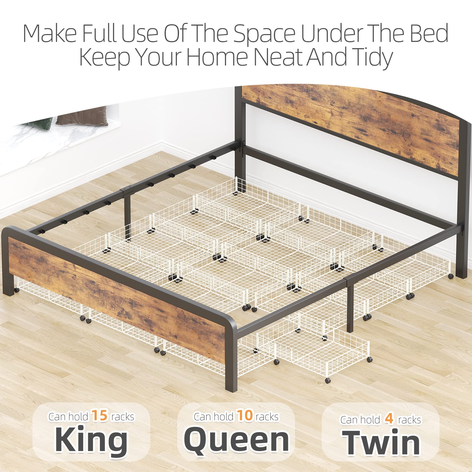 GARVEE 2-Pack Rolling Under Bed Storage Bins with Wheels - Foldable Fabric Organizer for Clothes, Shoes, Blankets & Seasonal Items - Space Saving Bedroom Storage Solution (White) - Perfect for Small Apartments, Dorms & Closet Organization