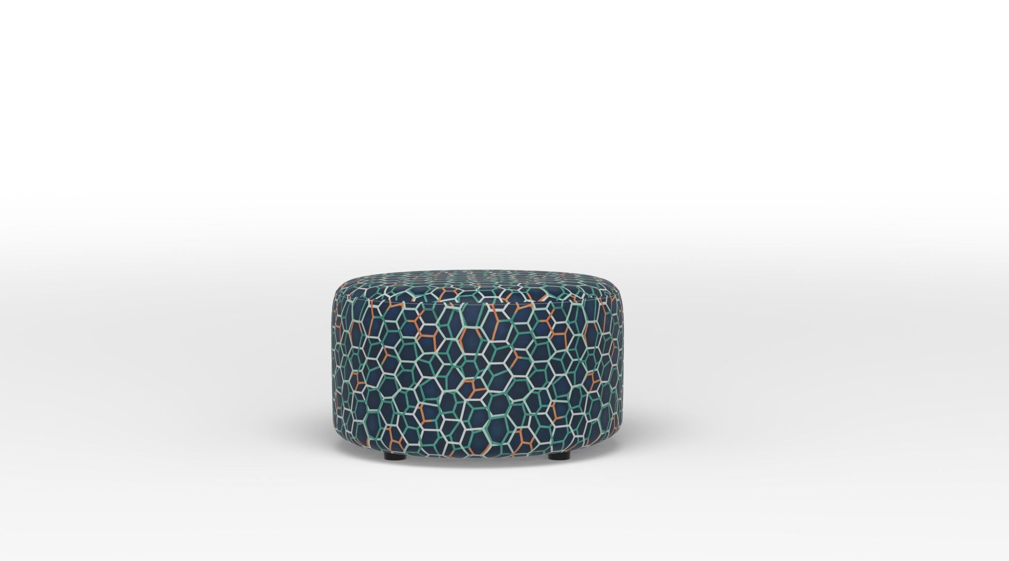Celeste Round Accent Ottoman in Legacy Blue - Stylish Footrest & Extra Seating for Living Room, Bedroom or Office Decor