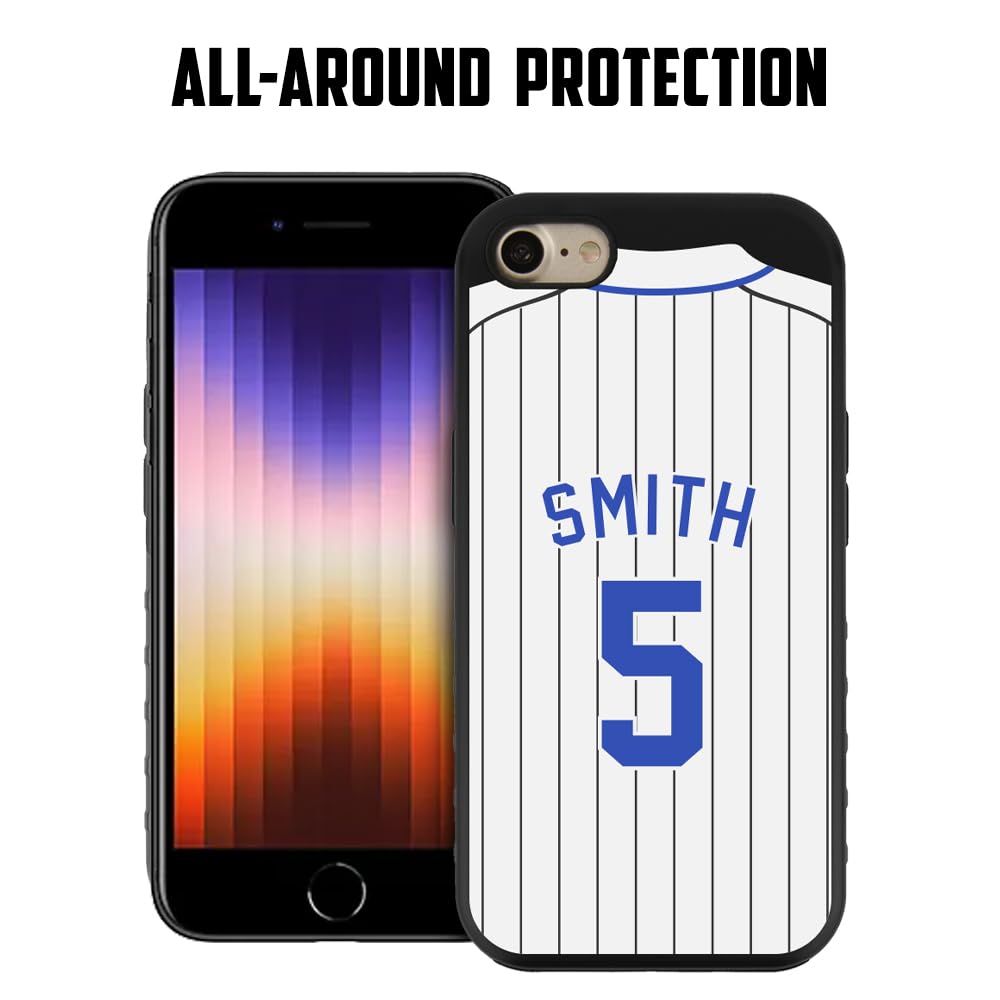 Custom Baseball & Softball Jersey iPhone 7/8/SE Case - Personalized Name & Number Hybrid Phone Cover (Multicolor) | Perfect for Sports Fans, Team Players & Gift Giving