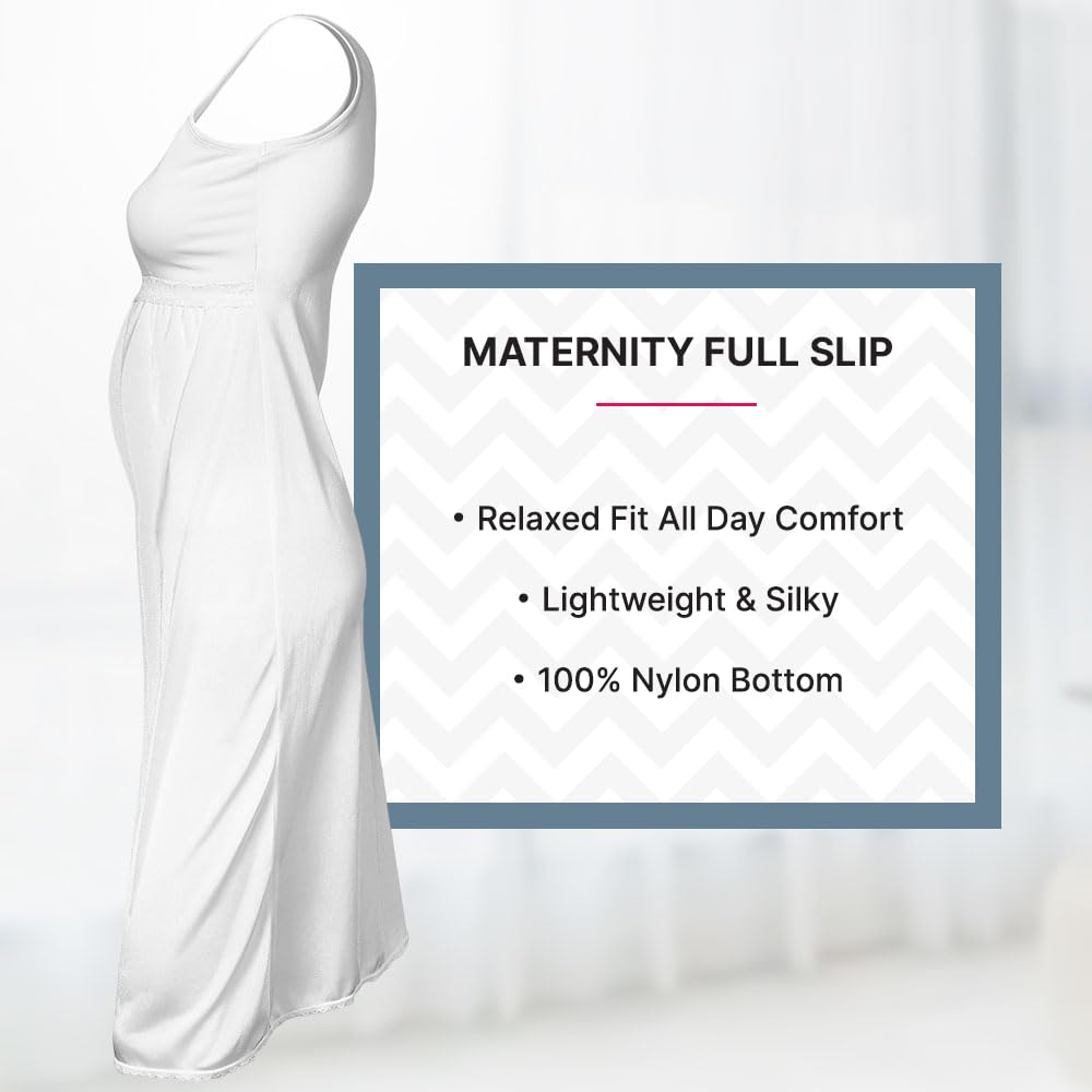 Valair Maternity Full Slip for Pregnant Women - Soft Cotton/Lycra Top & Comfortable Nylon Bottom - Perfect for Everyday Wear, Work & Special Occasions