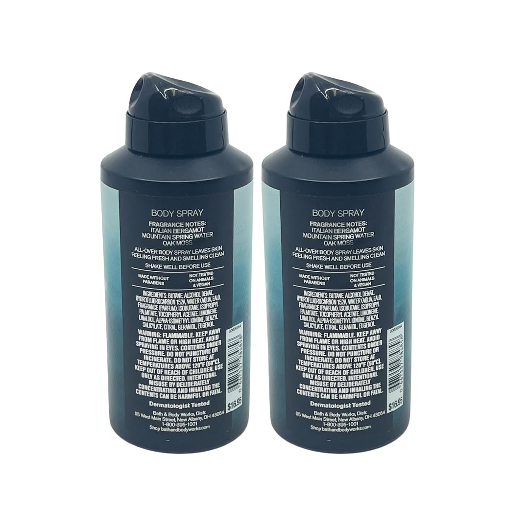 Bath and Body Works Men's Freshwater Cologne Body Spray 3.7 Oz (2-Pack) - Long-Lasting Deodorant for Gym, Work & Daily Use