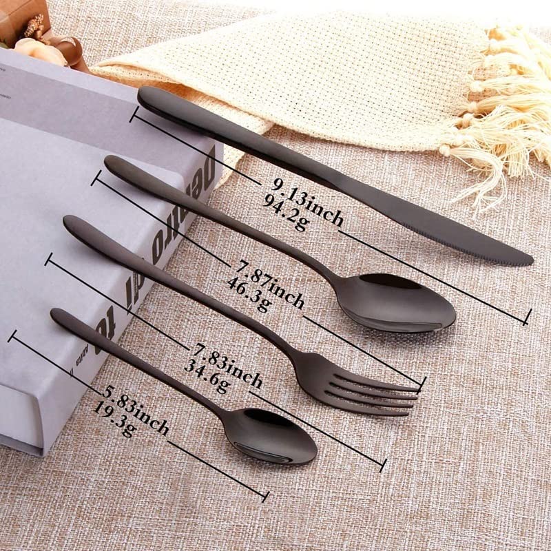 24-Piece Stainless Steel Flatware Set - Black Silverware Cutlery for Western Dining (Includes Forks, Knives & Spoons) - Perfect for Dinner Parties, Restaurants & Home Entertaining